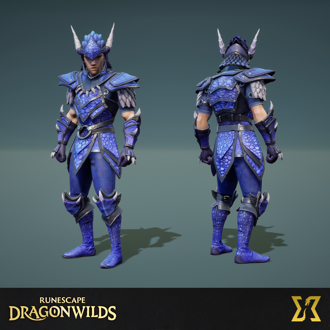 Blue dragonhide armour concept (3D rendering).