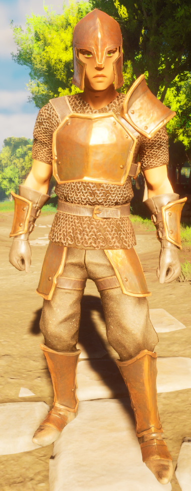 A player wearing bronze armour