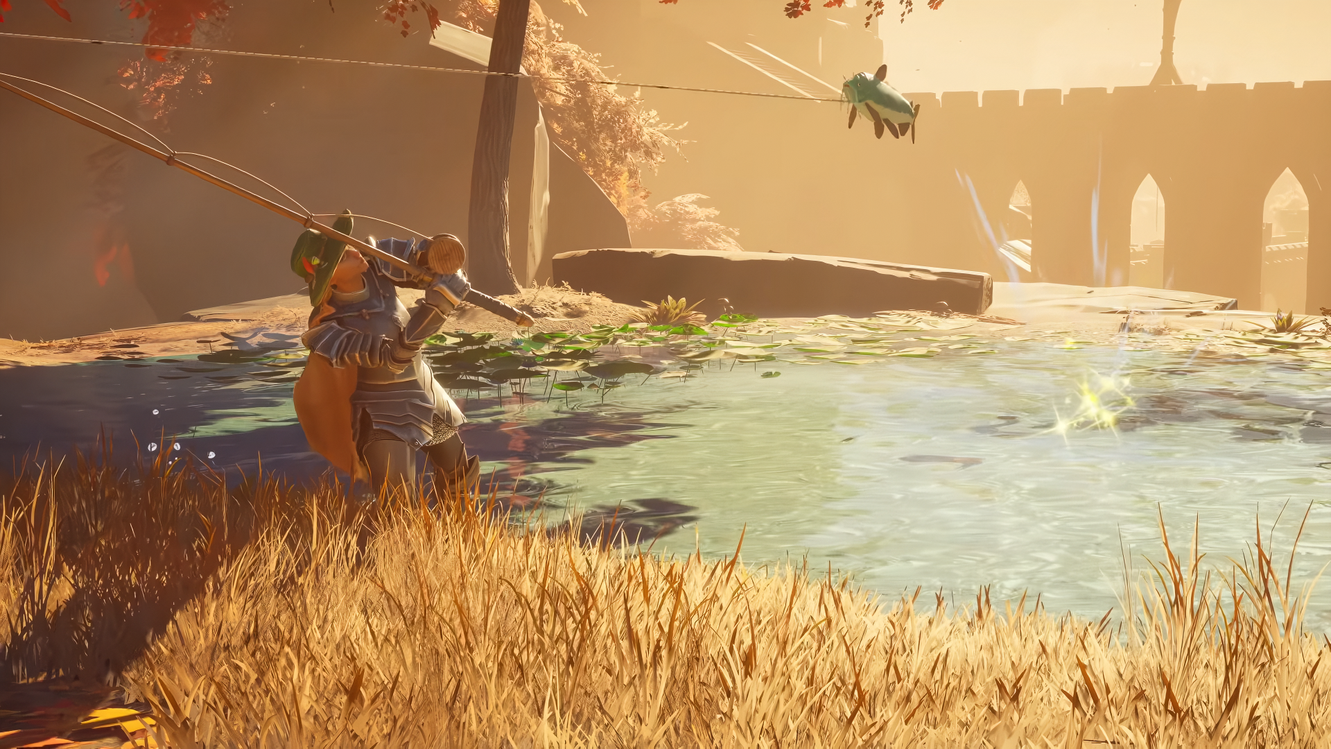 Player catching a fish.