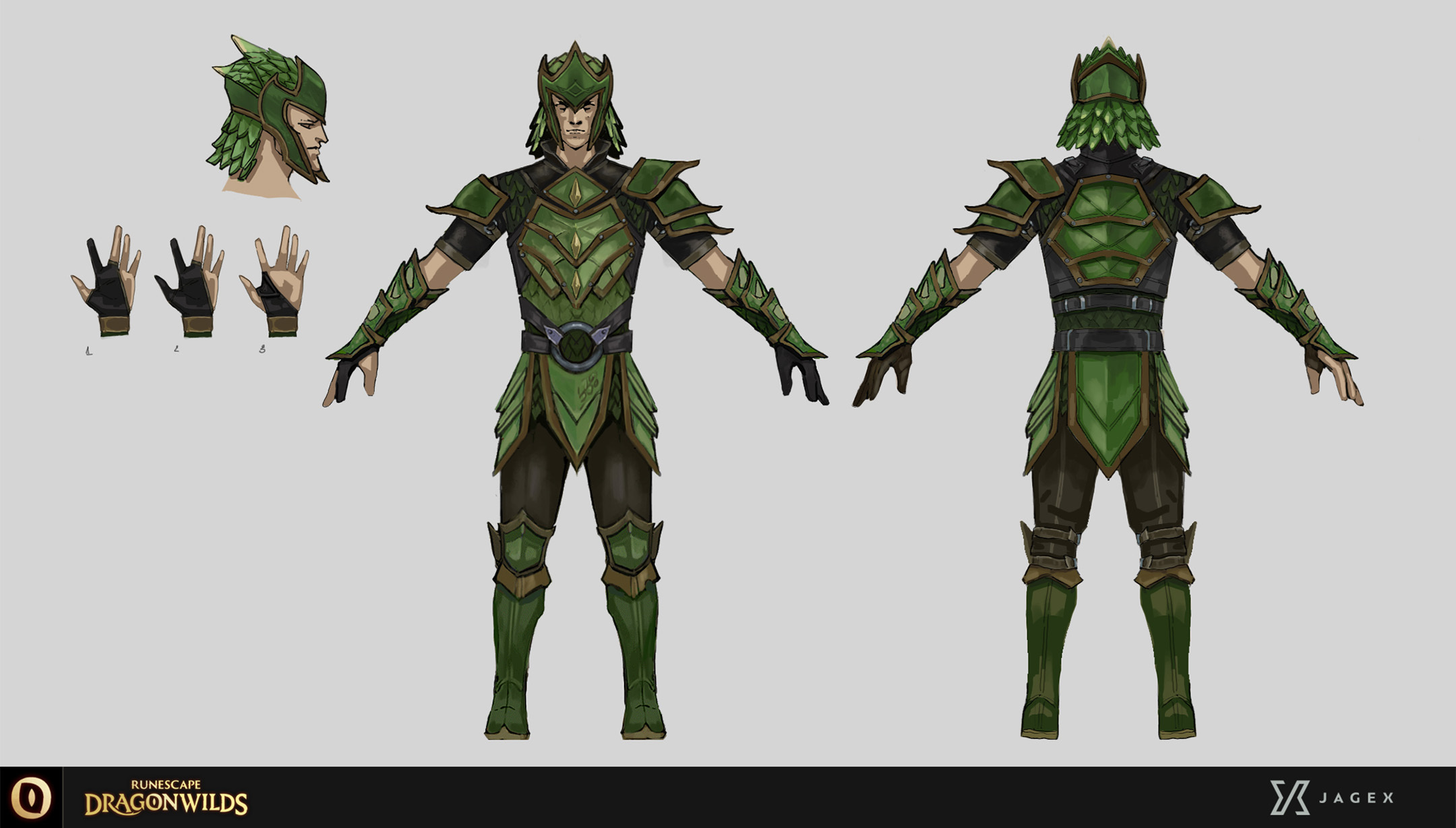 Concept art for the green dragonhide armour.