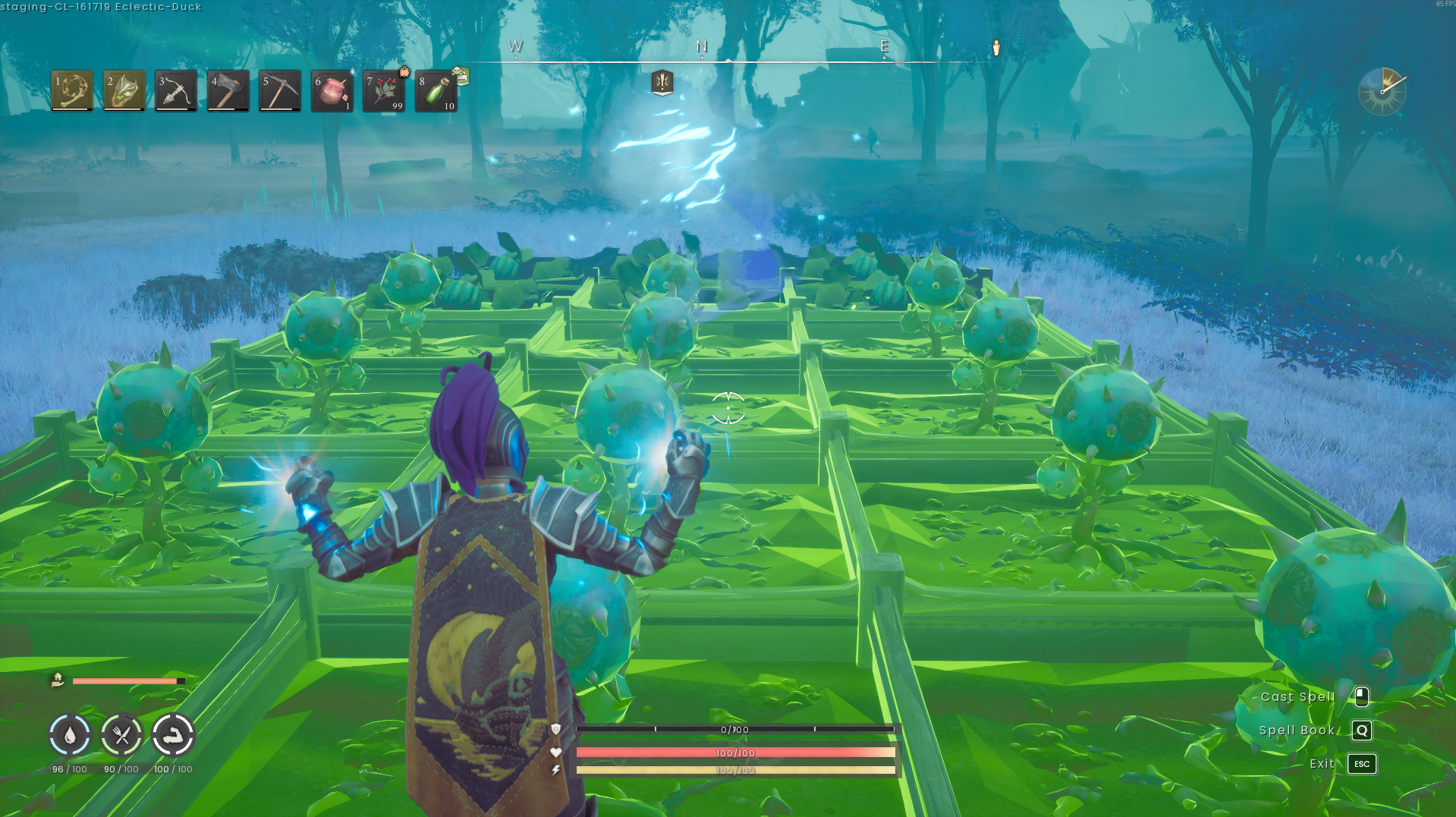 A player using Humidify in a 3x6 area in front of them.