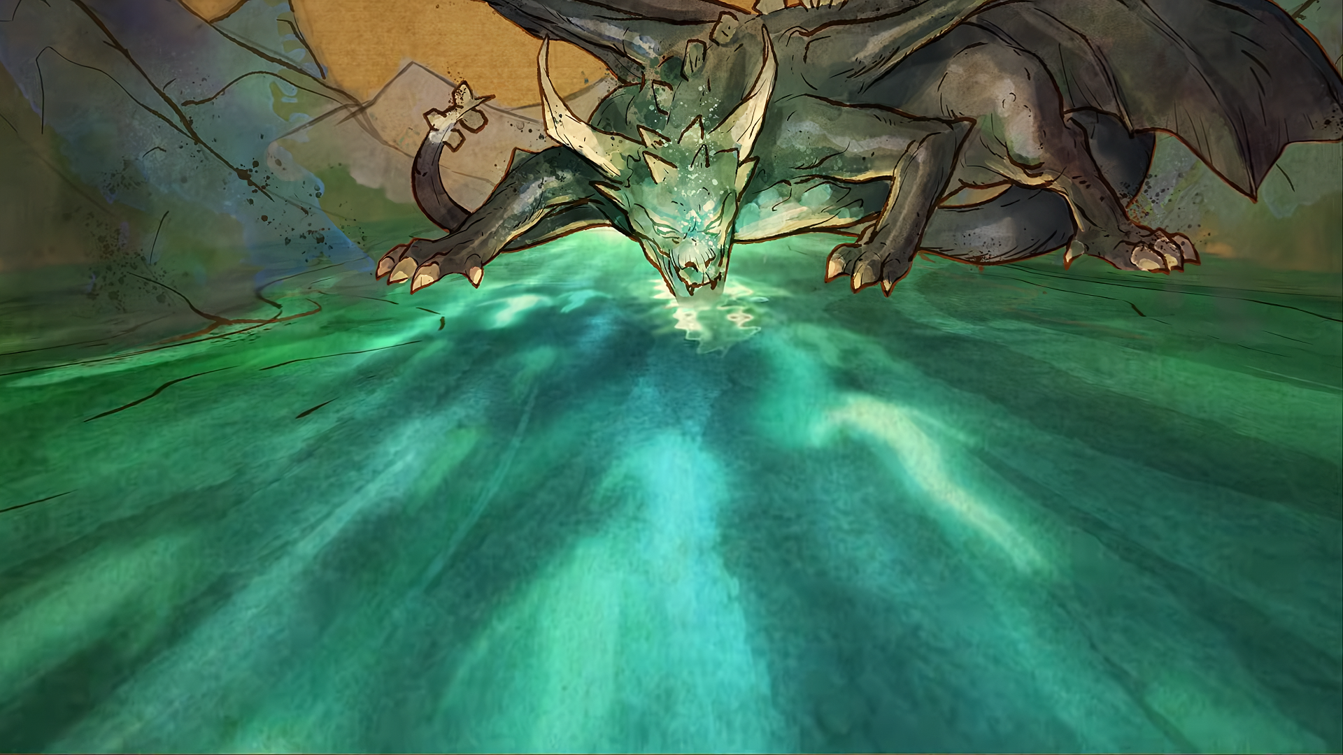 Imaru drinking from the river of souls in the underworld.