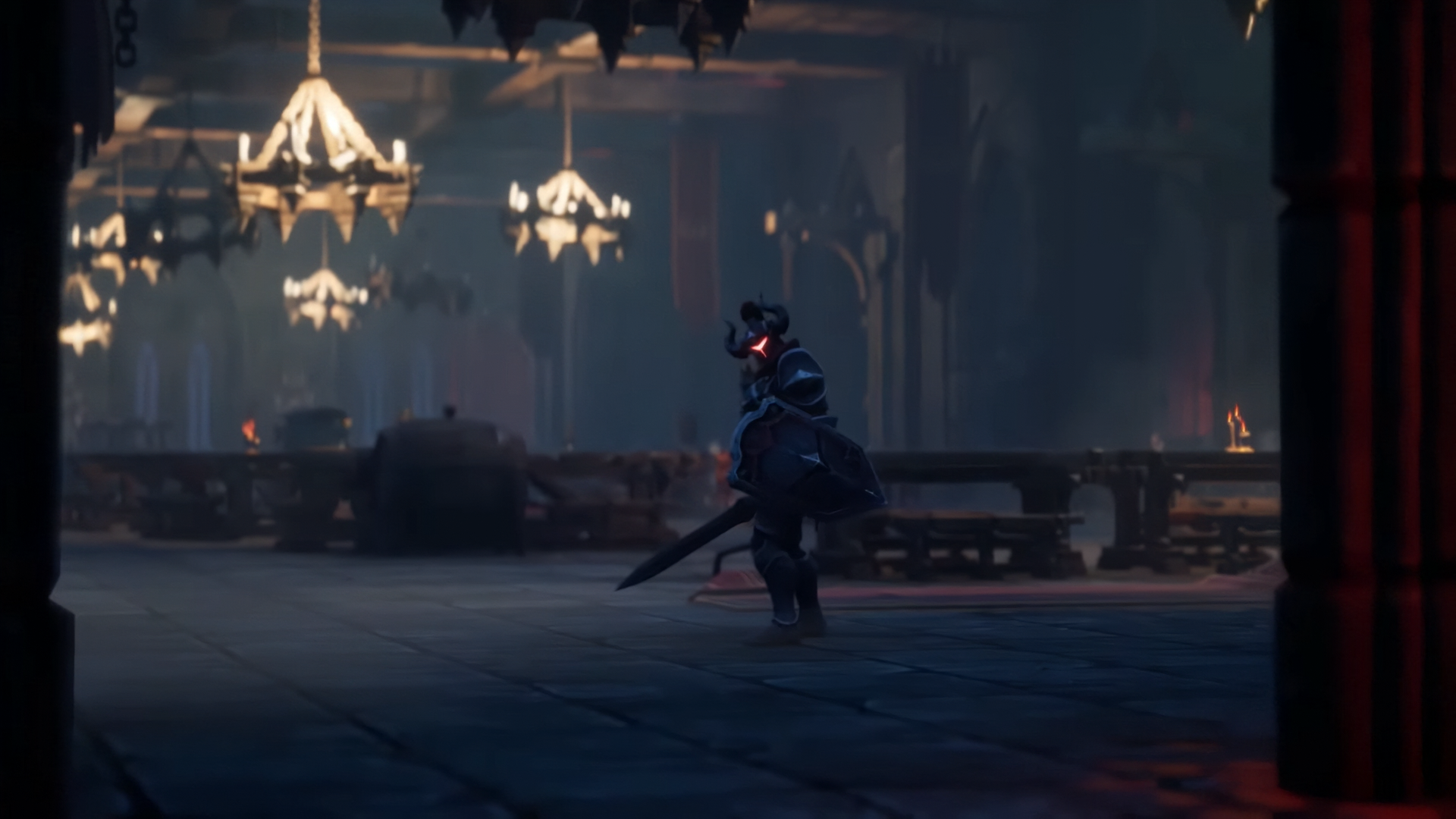 A Black Knight guardian walking around