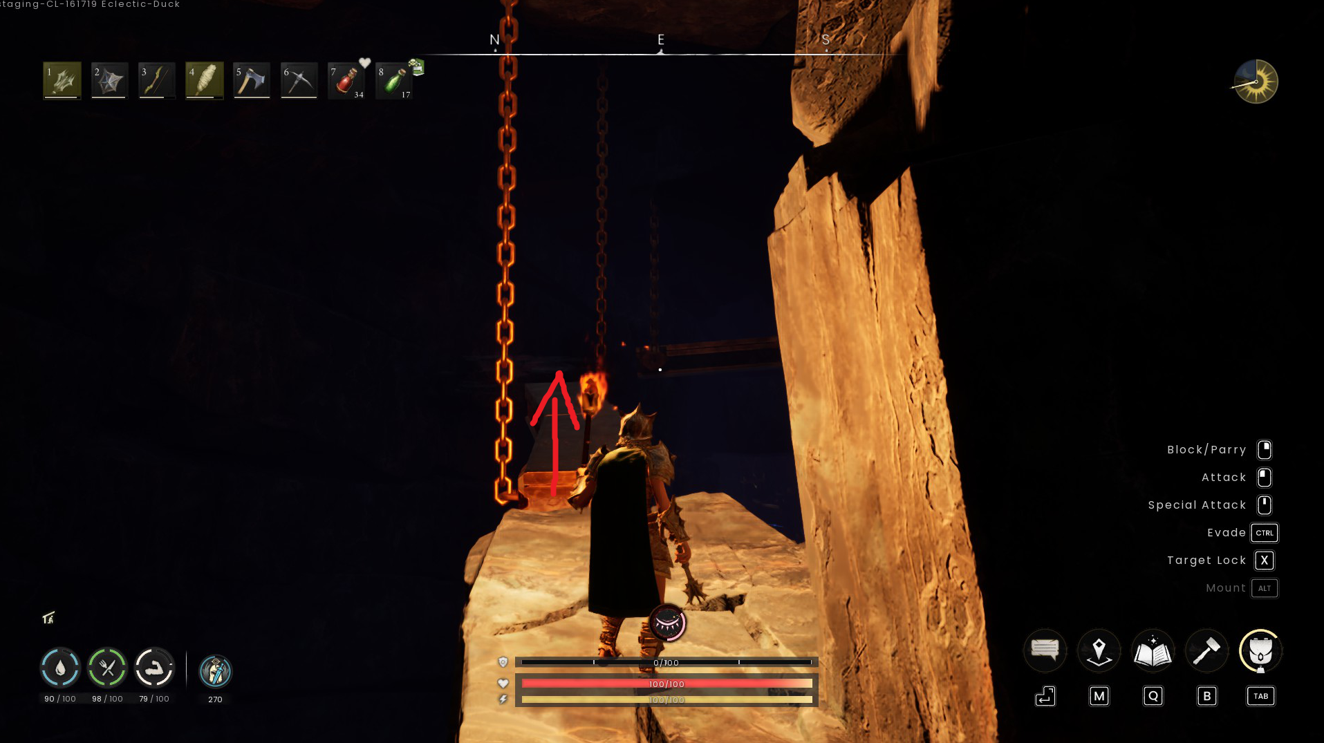 Fourth route to the recipe, keep going up, carefully jump.