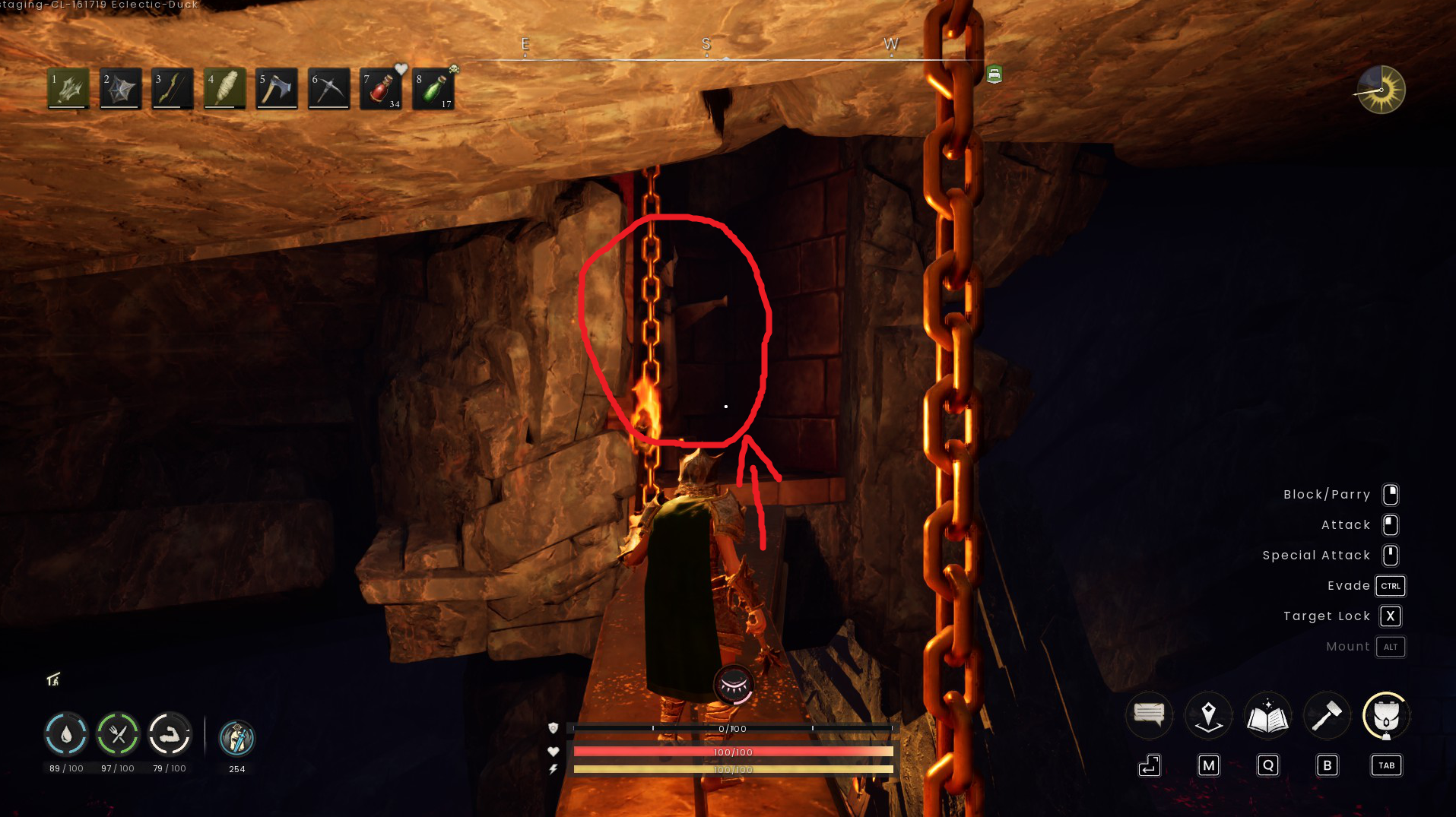 Fifth and final route to recipe, carefully jump and interact with the statue.